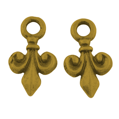 PandaHall Tibetan Style Charms, Lead Free, Fleur De Lis, Antique Golden, 15x9x2mm, Hole: 2mm Alloy Flower