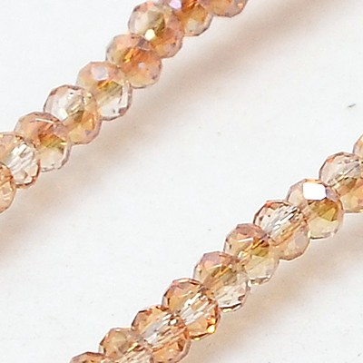 PandaHall Electroplate Glass Beads Strands, Half Rainbow Plated, Faceted, Rondelle, Peru, 2.5x2mm, Hole: 1mm Glass Rondelle Brown