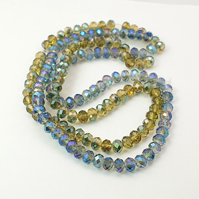 PandaHall Electroplate Glass Faceted Rondelle Beads Strands, Half Plated, Mixed Color, 8x5mm, Hole: 1mm; about 72pcs/strand, 16.5" Glass...