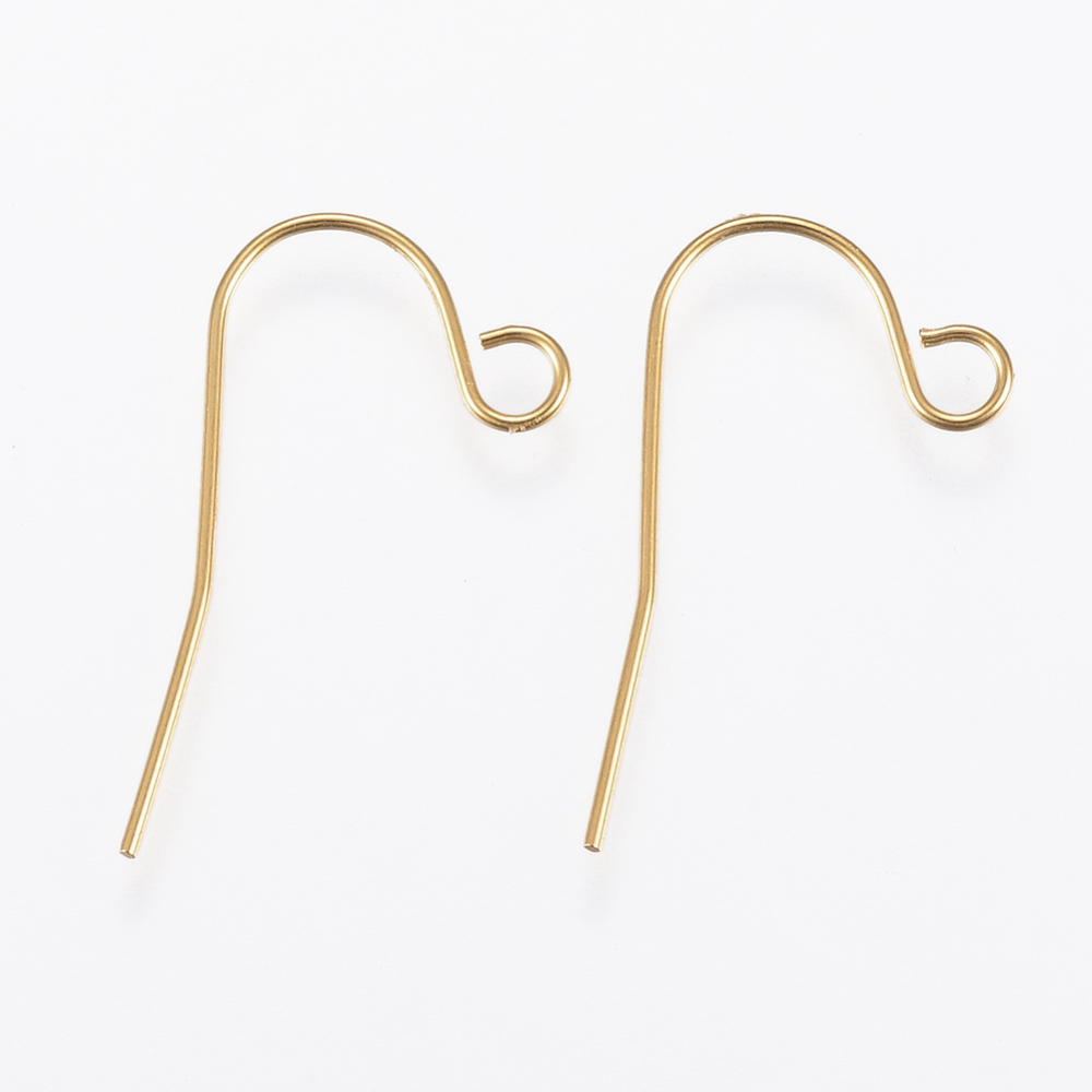 PandaHall 304 Stainless Steel Earring Hooks, Golden, 22x12x0.5mm, Hole: 2.5mm; Pin: 0.5mm Stainless Steel
