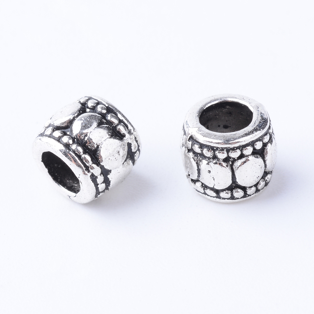 PandaHall Tibetan Style Alloy Beads, Column, Cadmium Free & Lead Free, Antique Silver, 7x6mm, Hole: 3.5mm; about 1340pcs/1000g Alloy Column