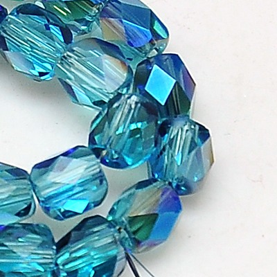 PandaHall Electroplate Glass Beads Strands, Half Plated, Faceted, Cube, DeepSkyBlue, 6x6x6mm, Hole: 1mm; about 71pcs/strand, 16.5" Glass...