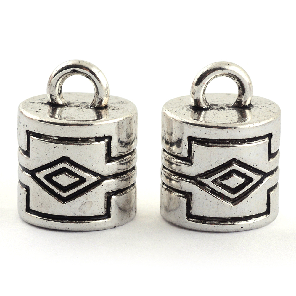 PandaHall Tibetan Style Alloy Cord Ends, Cadmium Free & Lead Free, Antique Silver, 22x17mm, Hole: 4.5mm; about 160pcs/1000g Alloy