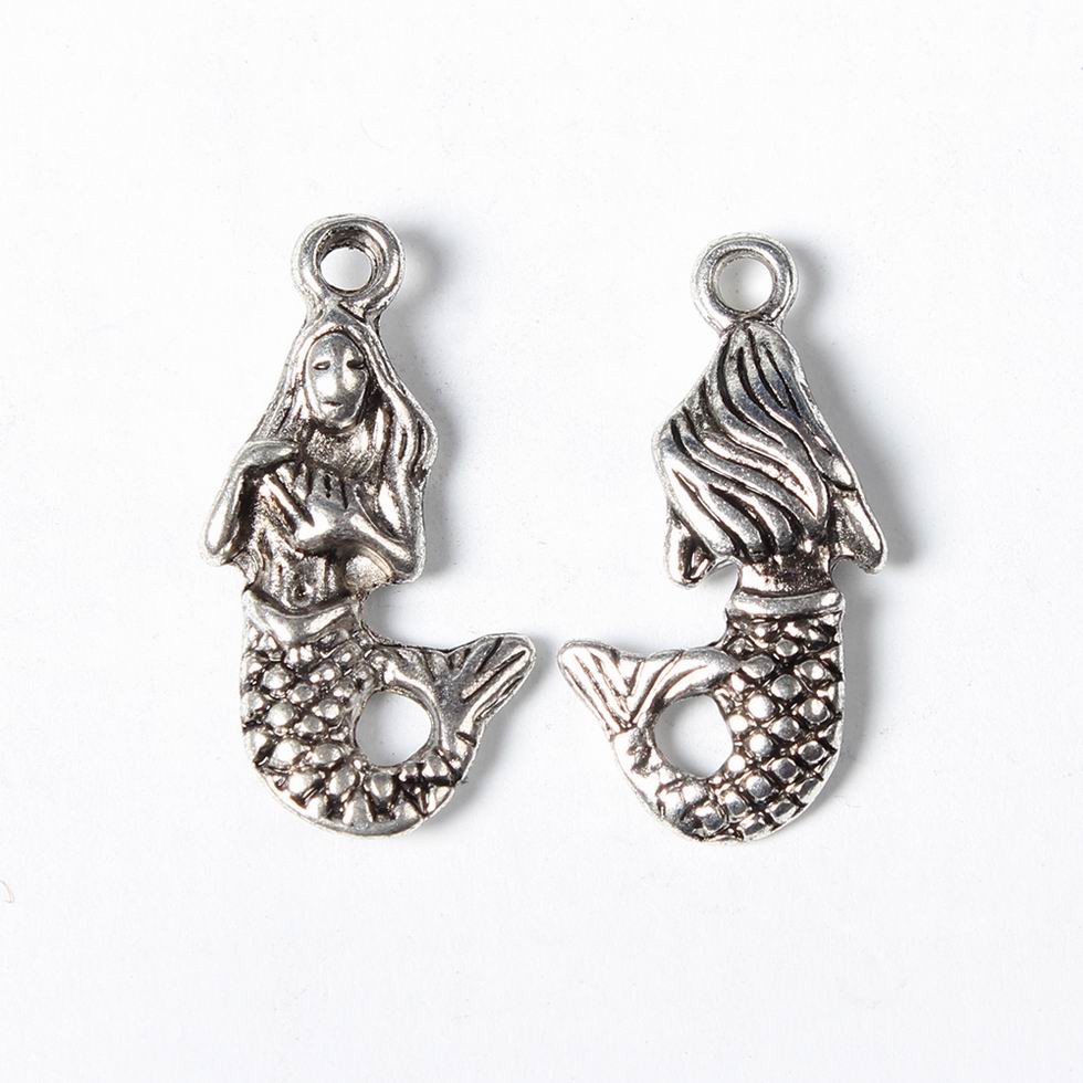 PandaHall Tibetan Style Pendants, Lead Free and Cadmium Free, Antique Silver, Mermaid, about 22mm long, 11.5mm wide, 4mm thick, hole: 2mm...