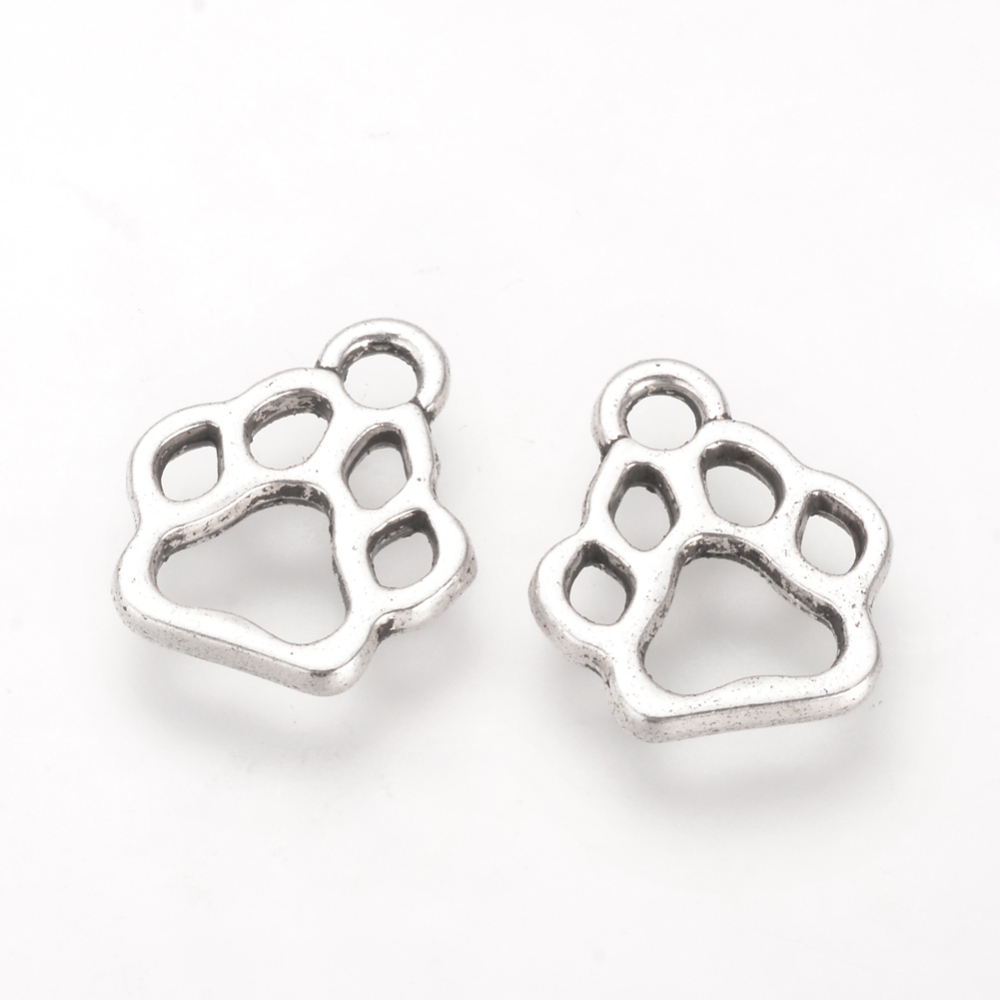 PandaHall Tibetan Style Alloy Charms, Cadmium Free & Lead Free & Nickel Free, Dog Paw Prints, Antique Silver, 13x11x1.5mm, Hole: 2mm; about...