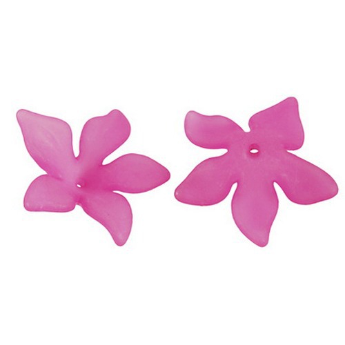 PandaHall Frosted Flower Translucent Acrylic Beads for Jewelry DIY, DeepPink, Size: about 29mm long, 27mm wide, 8mm thick, hole: 2mm Acrylic...