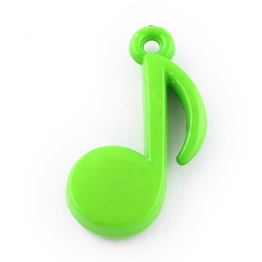 PandaHall Opaque Acrylic Pendants, Musical Note, LimeGreen, 27x15x4.5mm, Hole: 2.5mm Acrylic Musical Note Green