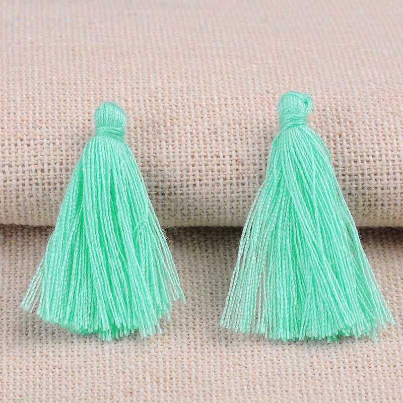 PandaHall Polyester Tassel Pendant Decorations, Aquamarine, 26~30x4mm; about 300pcs/bag Polyester Green