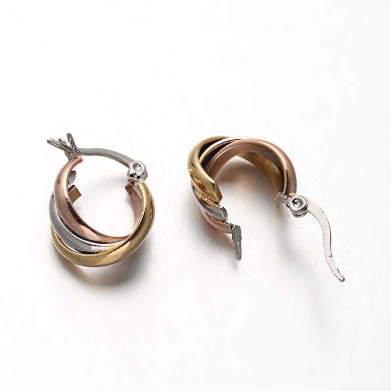 PandaHall Oval 304 Stainless Steel Hoop Earrings, Mixed Color, 20x15mm, Pin: 0.7x1mm Stainless Steel