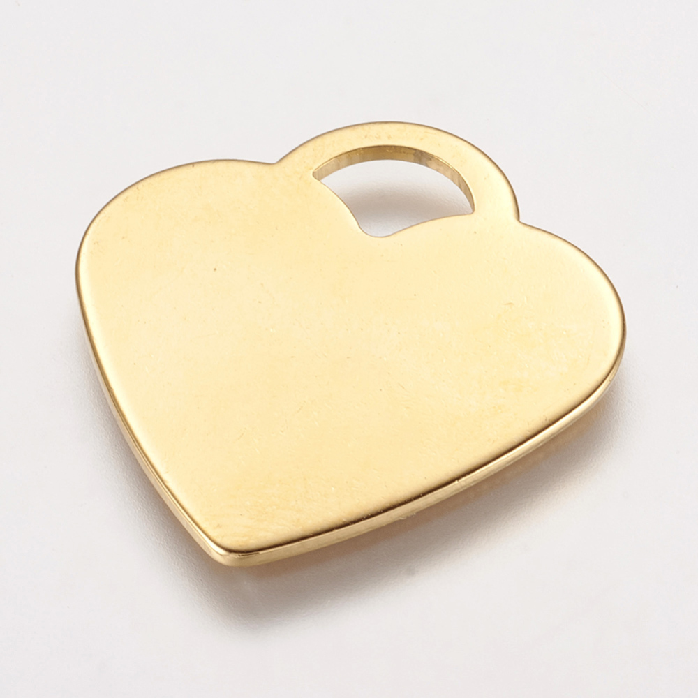 PandaHall 304 Stainless Steel Pendants, Heart, Golden, 26x25x1mm, Hole: 5x7mm Stainless Steel Heart