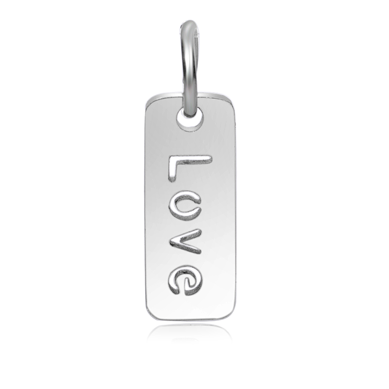 PandaHall 316 Stainless Steel Pendants, Rectangle, with Word Love, Stainless Steel Color, 22x7mm, Hole: 5mm Stainless Steel Rectangle
