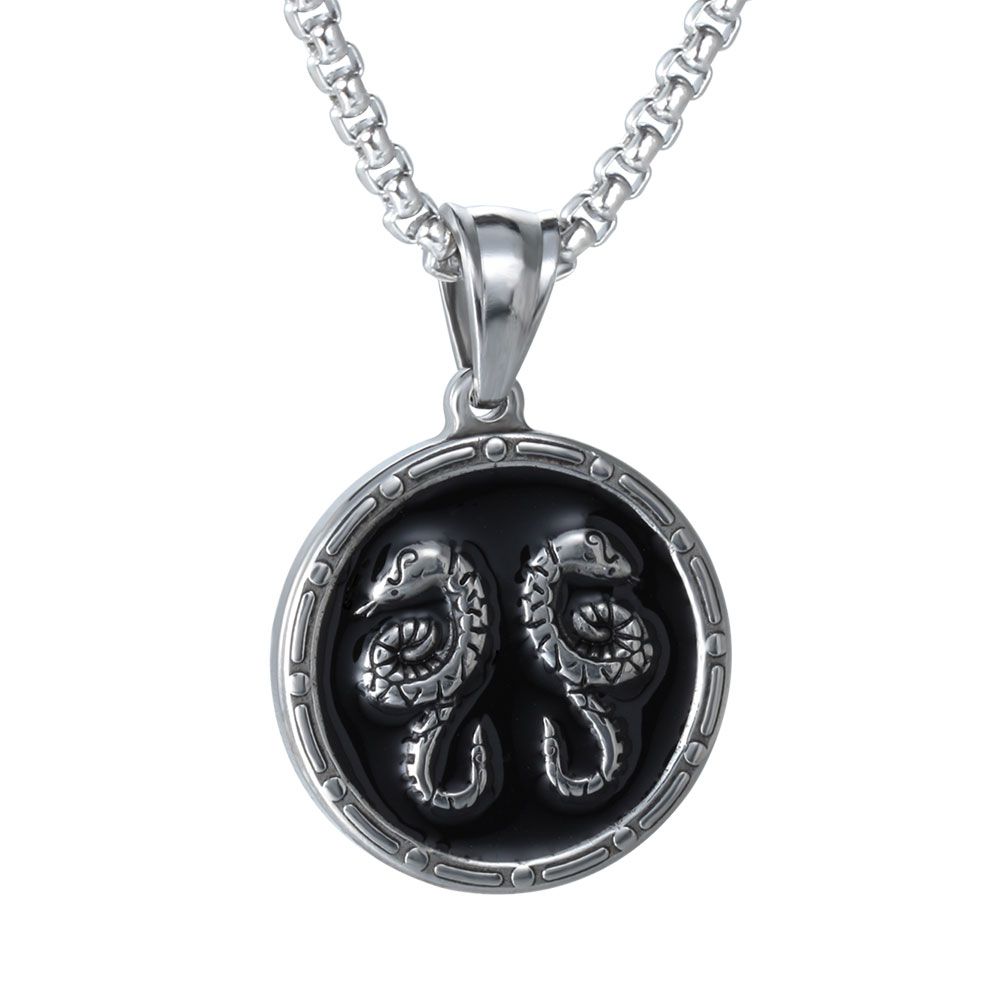 PandaHall 304 Stainless Steel Enamel Pendants, Constellation/Zodiac Sign, Gemini, 27x24x3mm, Hole: 5x7mm Stainless Steel+Enamel...