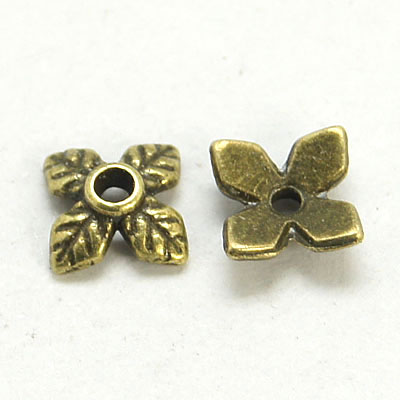 PandaHall Tibetan Style Bead Caps, Zinc Alloy Bead Caps, Lead Free, Cadmium Free and Nickel Free, Antique Bronze, 8mm in diameter, 2.5mm...