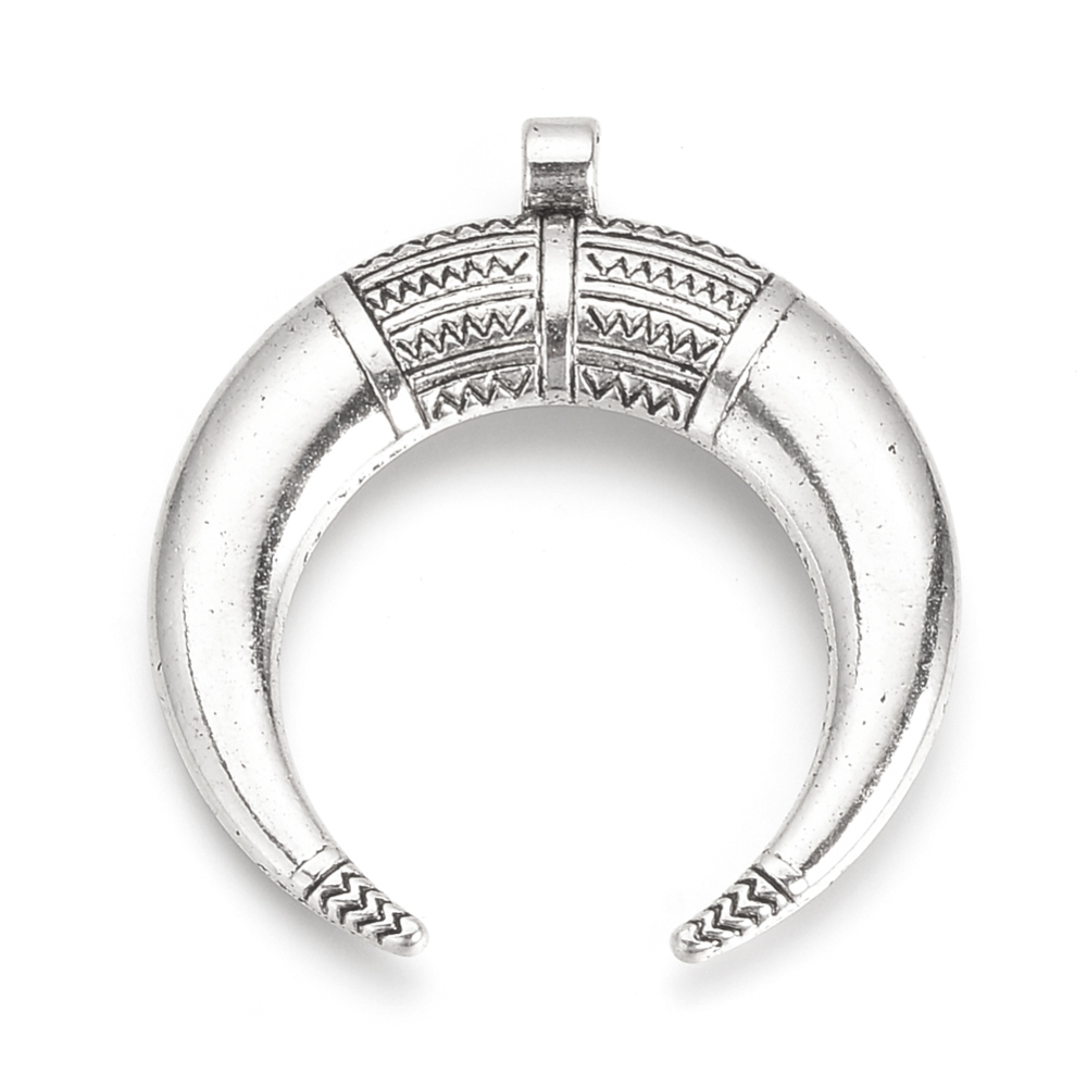 PandaHall Tibetan Style Alloy Pendants, Crescent Moon, Cadmium Free & Nickel Free & Lead Free, Antique Silver, 50x45.5x4mm, Hole: 3mm; about...