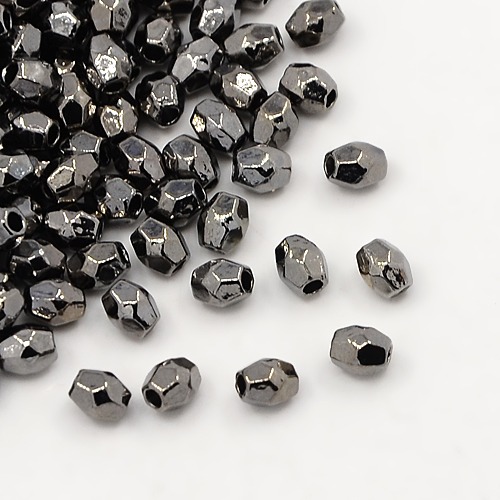 PandaHall Tibetan Silver Bead Spacers, Lead Free & Cadmium Free & Nickel Free, Faceted, Oval, Gunmetal, about 3.5mm long, 3.5mm thick, hole...