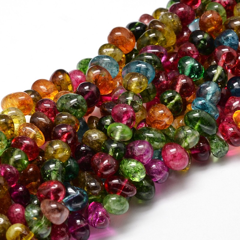 PandaHall Dyed Crackle Quartz Natural Gemstone Nuggets Bead Strands, 6~10x9~12x8~10mm, Hole: 1mm; about 15.3"~15.7" Crackle Quartz Nuggets