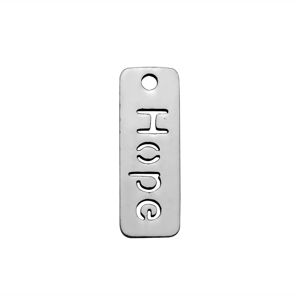 PandaHall 304 Stainless Steel Pendants, Rectangle with Word Hope, Stainless Steel Color, 17x6x1mm, Hole: 1.5mm Stainless Steel Rectangle