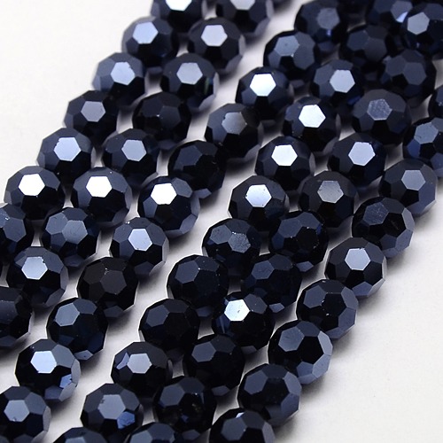 PandaHall Electroplate Glass Beads Strand, Full Plated, Faceted, Round, Hematite Plated, 4mm, Hole: 1mm; about 100pcs/strand, 13.7" Round...