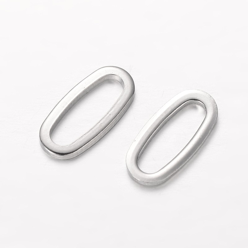PandaHall 304 Stainless Steel Link Rings, Oval, Stainless Steel Color, 16x9x1mm, Hole: 4x13mm Stainless Steel Oval