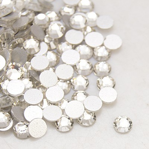 PandaHall Glass Flat Back Rhinestone for Clothing, Grade A, Back Plated, Faceted, Half Round, Crystal, 1.9~2mm Glass Rhinestone Half Round
