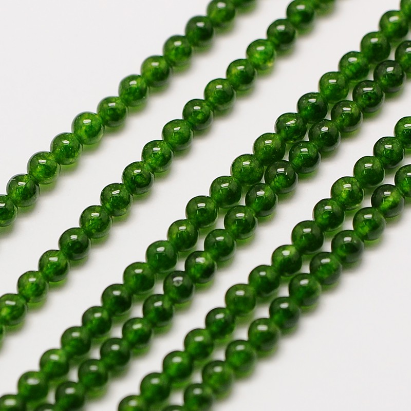 PandaHall Natural Taiwan Jade Round Beads Strands, Dyed, 2mm, Hole: 0.8mm; about 184pcs/strand, 16" TaiWan Jade Round