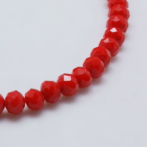 PandaHall Opaque Solid Color Faceted Glass Beads Strands, Rondelle, Red, 3x2mm, Hole: 0.5mm; about 147pcs/strand, 13" Glass Rondelle Red