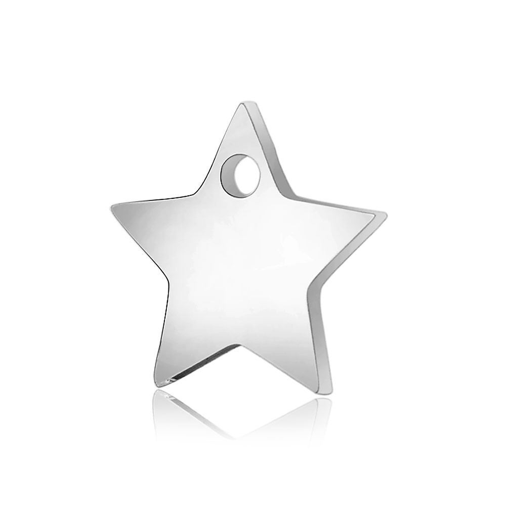 PandaHall 304 Stainless Steel Charms, Star, Stainless Steel Color, 11.1x11.6x1mm, Hole: 1.5mm Stainless Steel Star