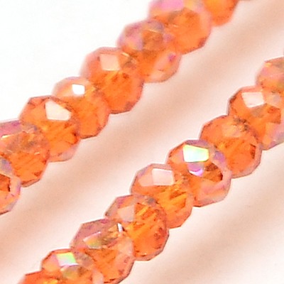 PandaHall Electroplate Glass Beads Strands, Full Rainbow Plated, Faceted, Rondelle, DarkOrange, 2.5x2mm, Hole: 1mm; about 200pcs/strands...