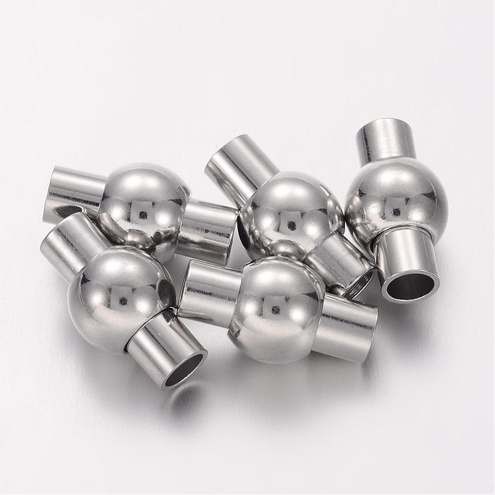 PandaHall Brass Magnetic Clasps, Nickel Free, Oval, Platinum, 17x8.5mm, Hole: 4mm Brass Oval