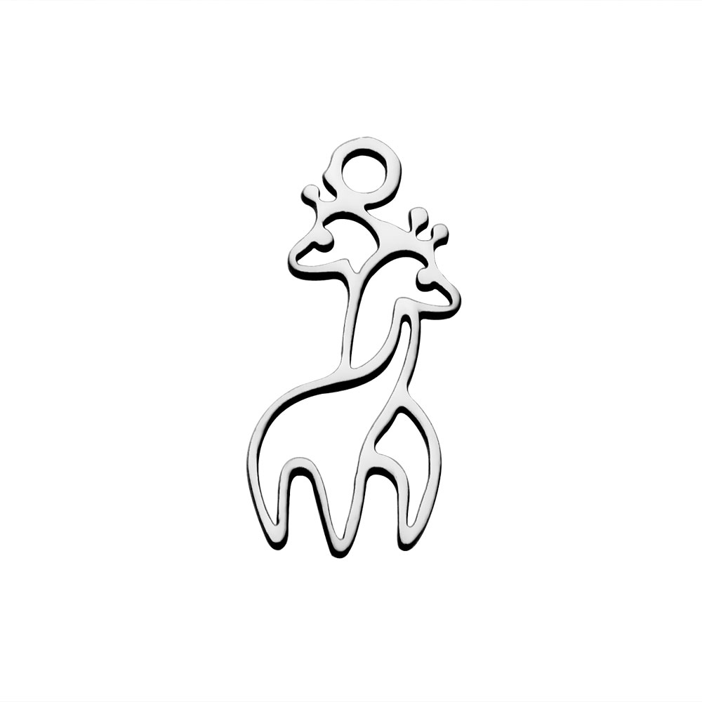 PandaHall 304 Stainless Steel Pendants, Giraffe, Stainless Steel Color, 17x8x1.1mm, Hole: 1.5mm Stainless Steel Animal