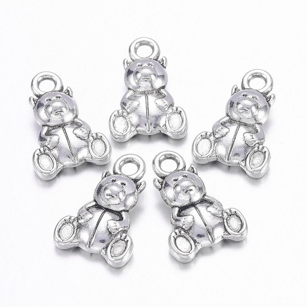 PandaHall Tibetan Silver Pendants, Bear, Lead Free and Cadmium Free, Antique Silver Color, about 16mm long, 10mm wide, 5mm thick hole: 2mm...