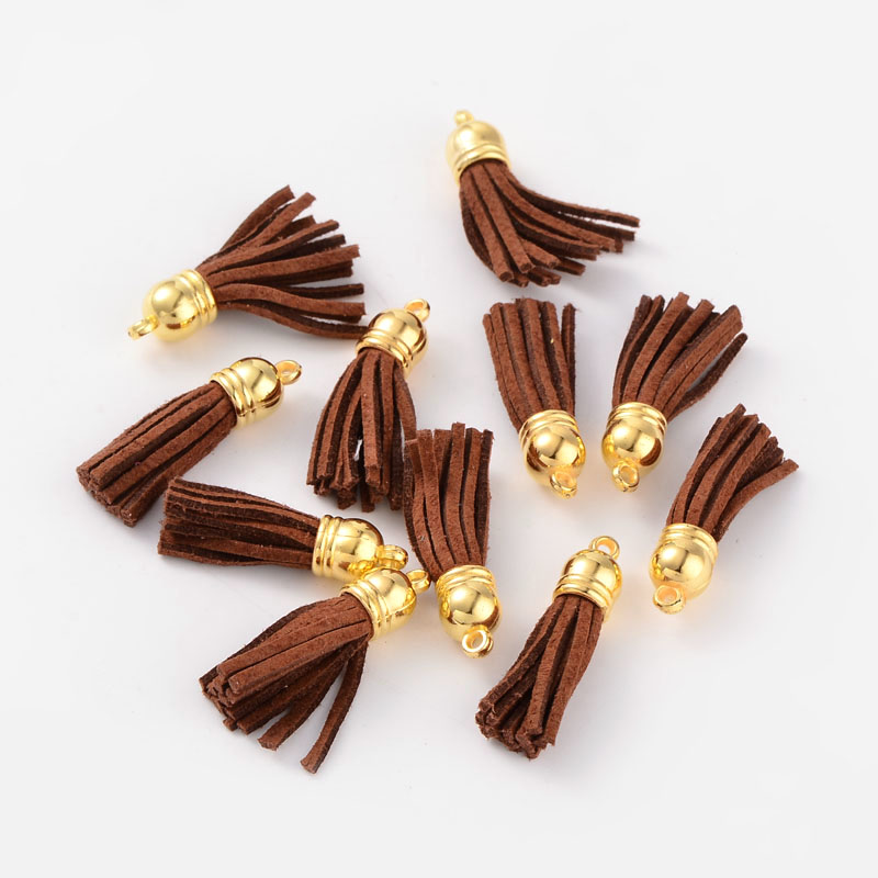 PandaHall Suede Tassels, with CCB Plastic Findings, Nice for DIY Earring or Cell Phone Straps Making, SaddleBrown, 38x10mm, Hole: 2mm Suede...