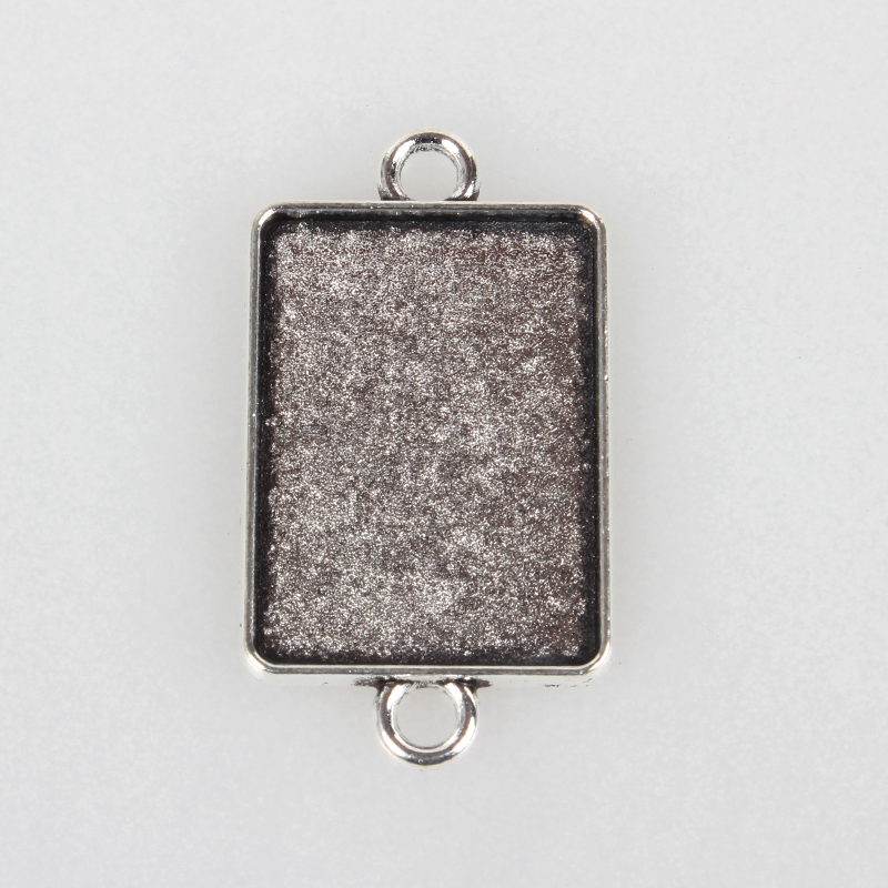 PandaHall Tibetan Style Alloy Cabochon Connector Settings, Rectangle, Antique Silver, Tray: 18x25mm; 36x20x1.5mm, Hole: 3mm Alloy Rectangle