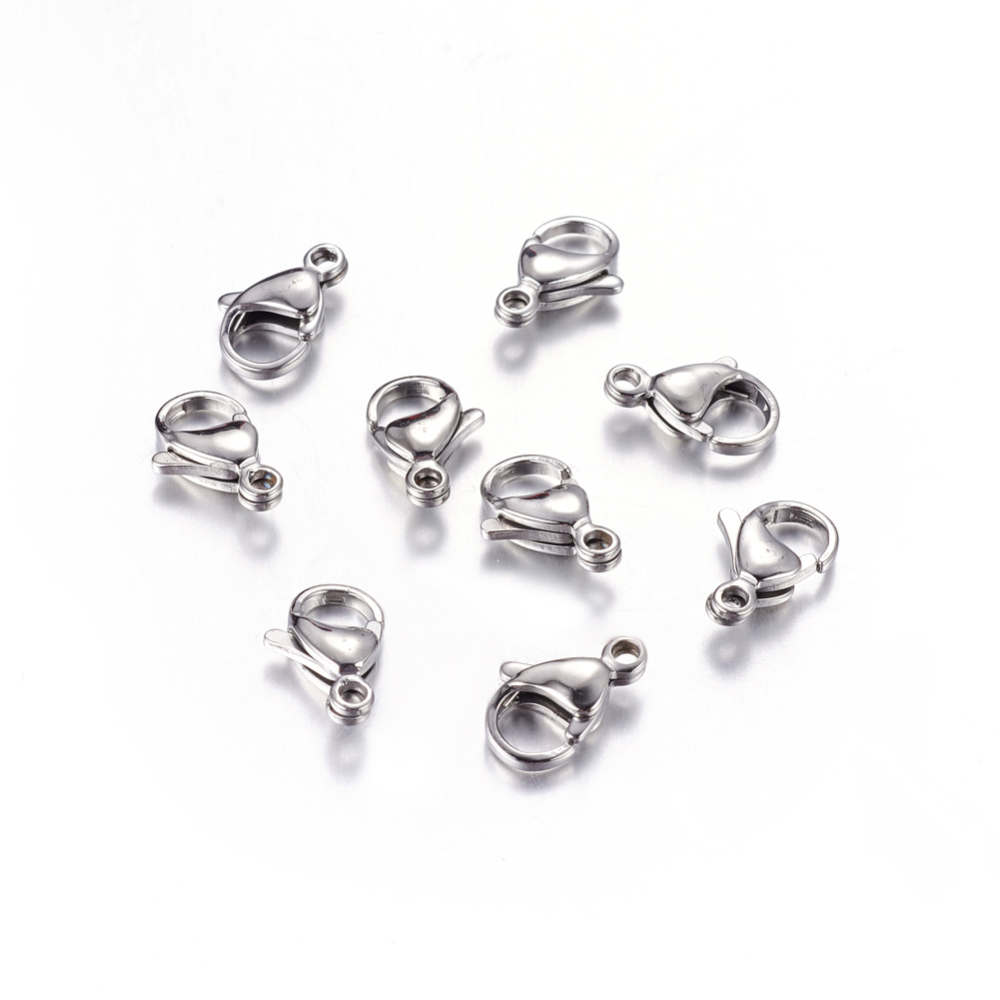PandaHall 304 Stainless Steel Lobster Claw Jewelry Clasps, Grade A, Size: about 8mm wide, 13mm long, 4mm thick, hole: 1.5mm Stainless Steel...