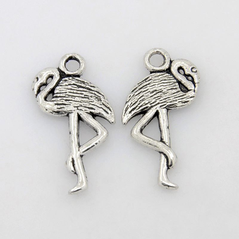 PandaHall Tibetan Style Pendants, Cadmium Free & Nickel Free & Lead Free, Flamingo, Antique Silver, 24x12x2mm Alloy Bird