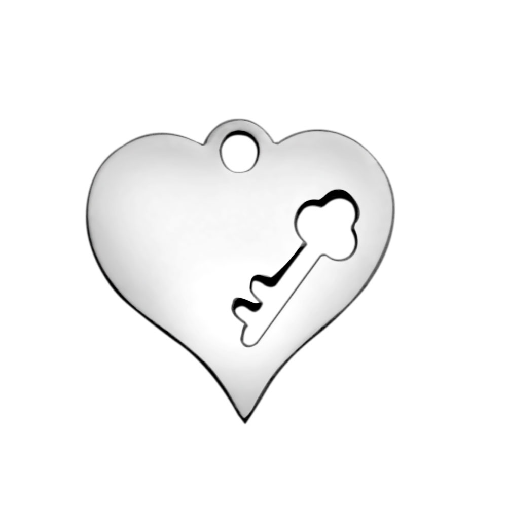 PandaHall 304 Stainless Steel Charms, Heart, Stainless Steel Color, 14.8x15x1mm, Hole: 1.5mm Stainless Steel Heart