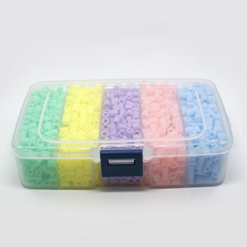 PandaHall 5mm PE DIY Fuse Beads Refills for Kids, Tube, Mixed Color, 5x5mm, Hole: 3mm; about 1900pcs/ box Plastic Tube Multicolor