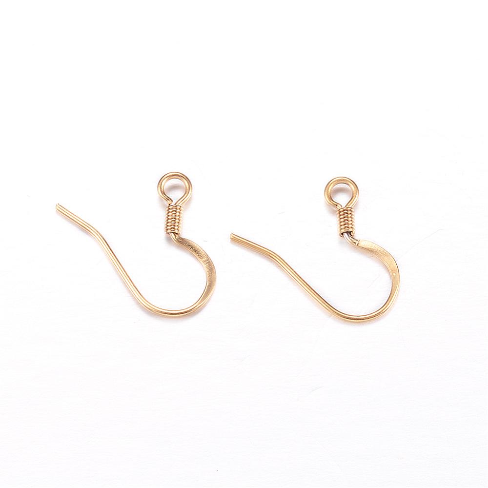 PandaHall 304 Stainless Steel Earring Hooks, Golden, 14x17x2mm, Hole: 2mm; Pin: 0.8mm Stainless Steel