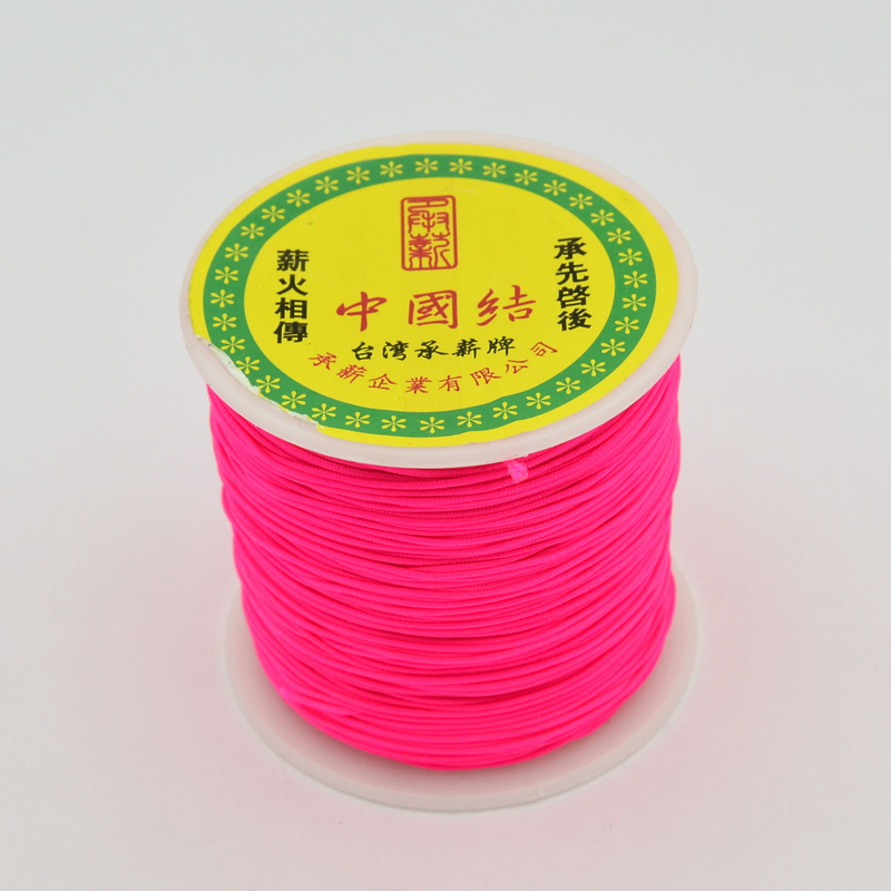 PandaHall Round String Thread Polyester Fibre Cords, DeepPink, 0.7mm, about 100m/roll Polyester Pink