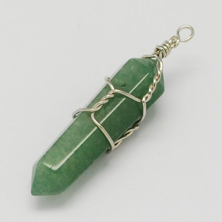 PandaHall Nature Gemstone Pendants, Aventurine, with Brass Findings, 36x8mm, Hole: 2mm Aventurine Others Green