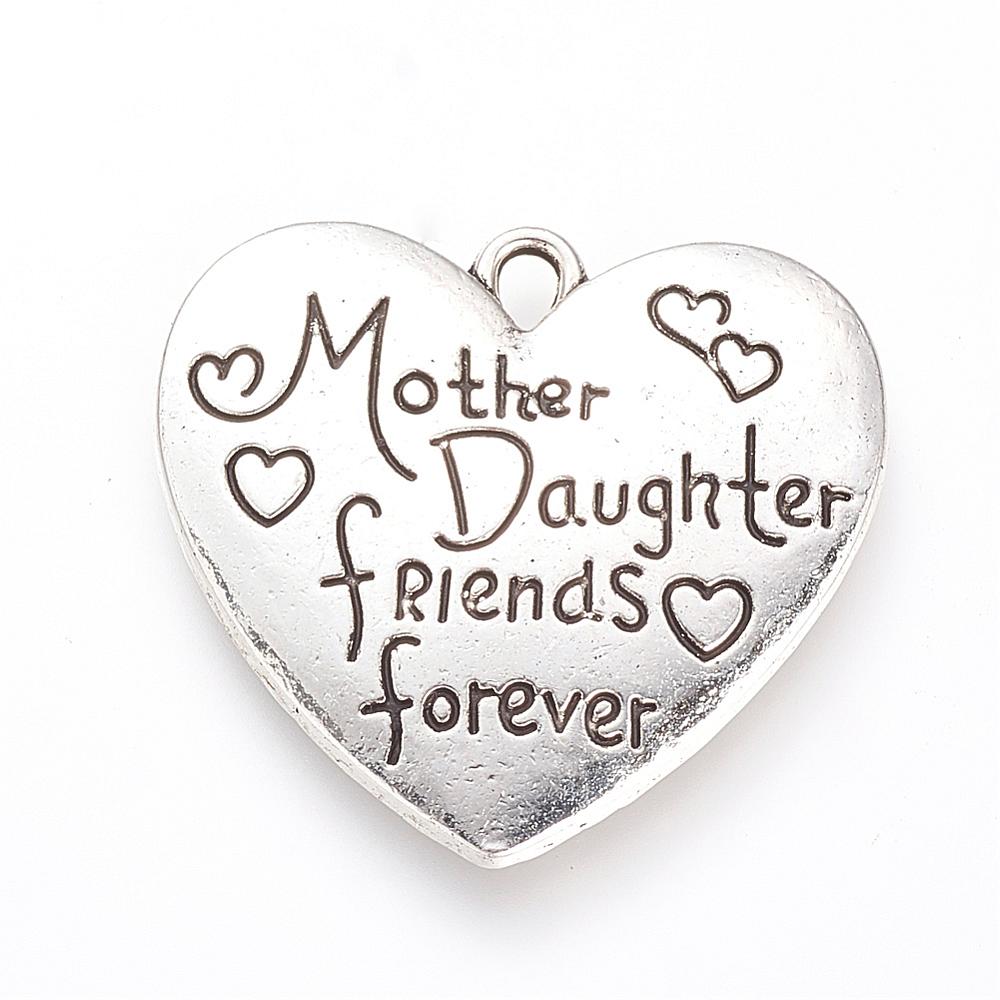 PandaHall Tibetan Style Alloy Pendants, Heart with Word, Cadmium Free & Lead Free, Antique Silver, 28x30x2mm, Hole: 2mm; about 190pcs/1000g...