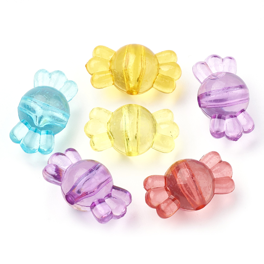 PandaHall Transparent Acrylic Beads, Candy, Mixed Color, 16.5x9x9mm, Hole: 1.5mm; about 1130pcs/500g Acrylic Candy Multicolor