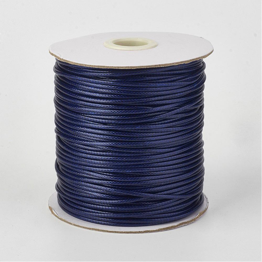 PandaHall Environmental Korean Waxed Polyester Cord, MidnightBlue, 1mm; about 200yards/roll(182.88m/roll) Waxed Polyester Cord Blue