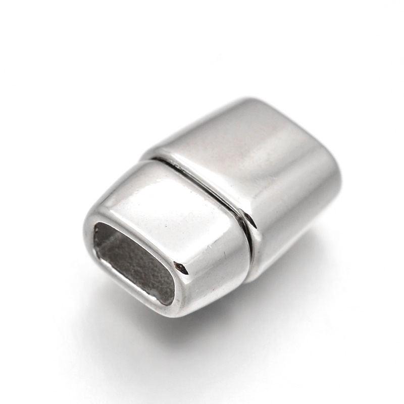 PandaHall Rack Plating Alloy Rectangle Magnetic Clasps, Platinum, 14.5x10x7mm, Hole: 6x3mm Alloy Rectangle