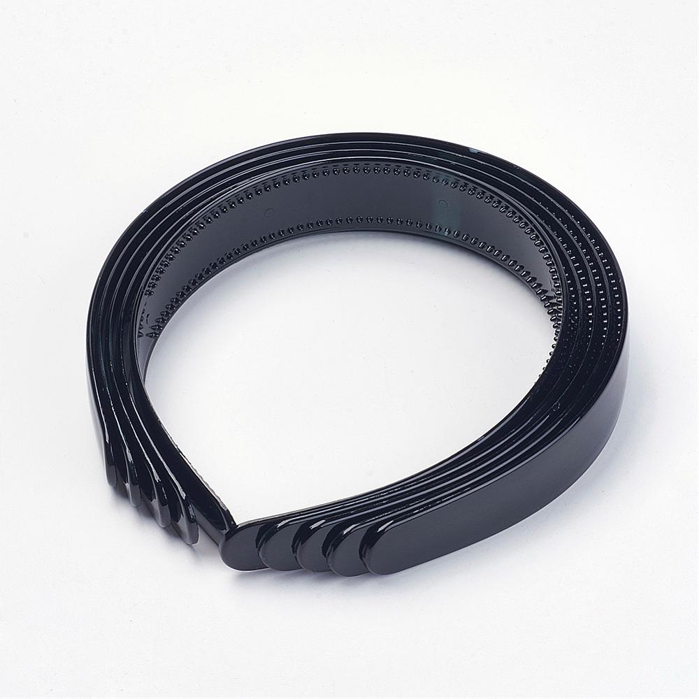 PandaHall Black Plastic Hair Band Findings, 16~25mm wide Plastic Black