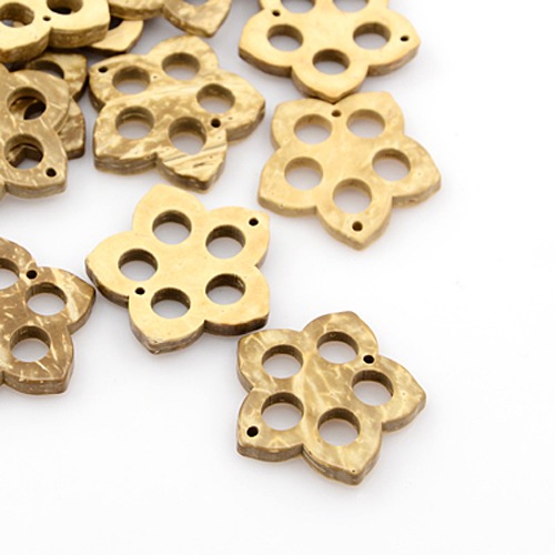 PandaHall Coconut Flower Links, Wheat, 29x30x4.5mm, Hole: 1mm Coconut Flower Orange