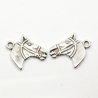 PandaHall Tibetan Style Pendants, Horse Head, Antique Silver, Lead Free and Cadmium Free, 21x18.5mm, Hole: 2.5mm Alloy Horse