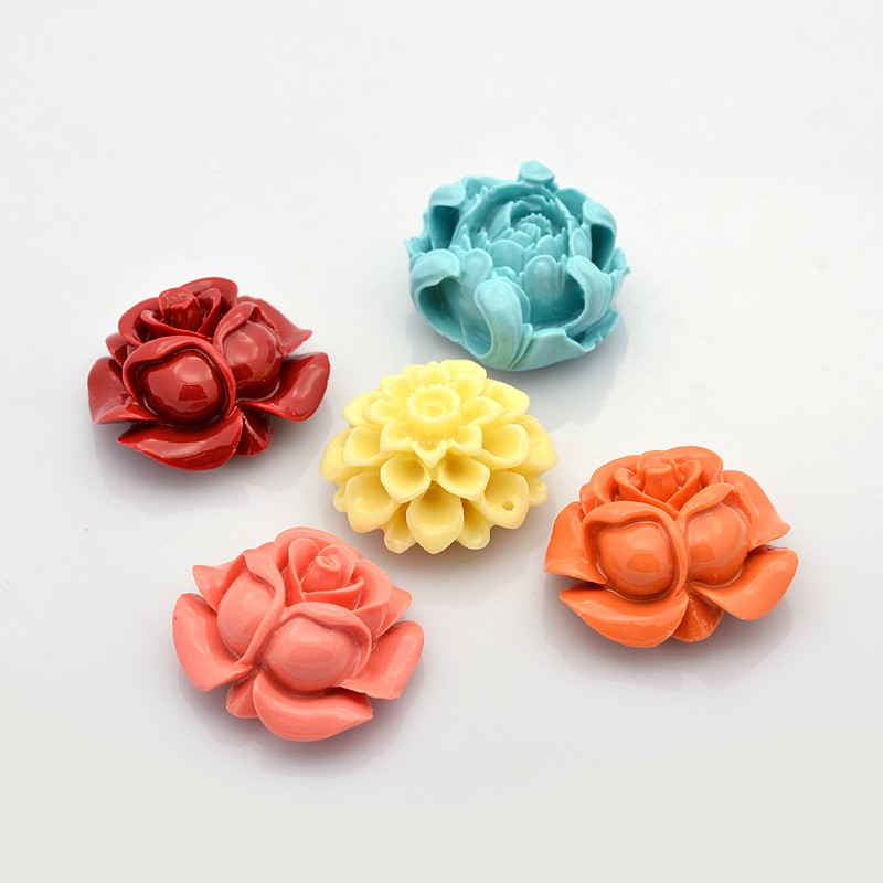 PandaHall Dyed Synthetical Coral Rose Beads, Drilled & Undrilled/No Hole, Mixed Color, 28~31x10~14mm, Hole: 1mm Synthetic Coral Flower...
