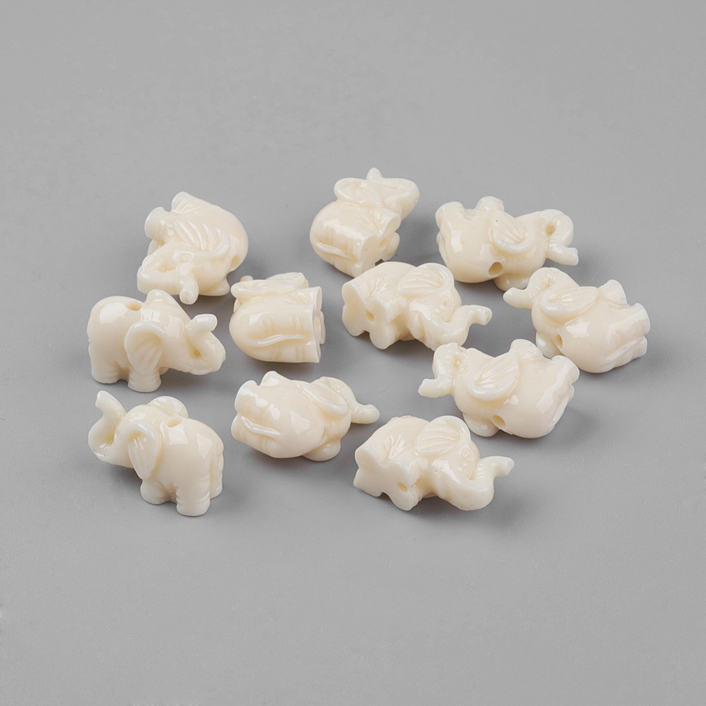 PandaHall Elephant Resin Beads, Beige, 18x12x8mm, Hole: 2mm Resin Elephant Yellow