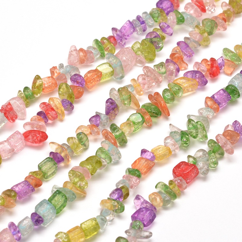 PandaHall Synthetical Quartz Chip Bead Strands, Dyed & Heated, Mixed Color, 5~8x5~8mm, Hole: 1mm; about 31.5" Other Quartz Chip Multicolor
